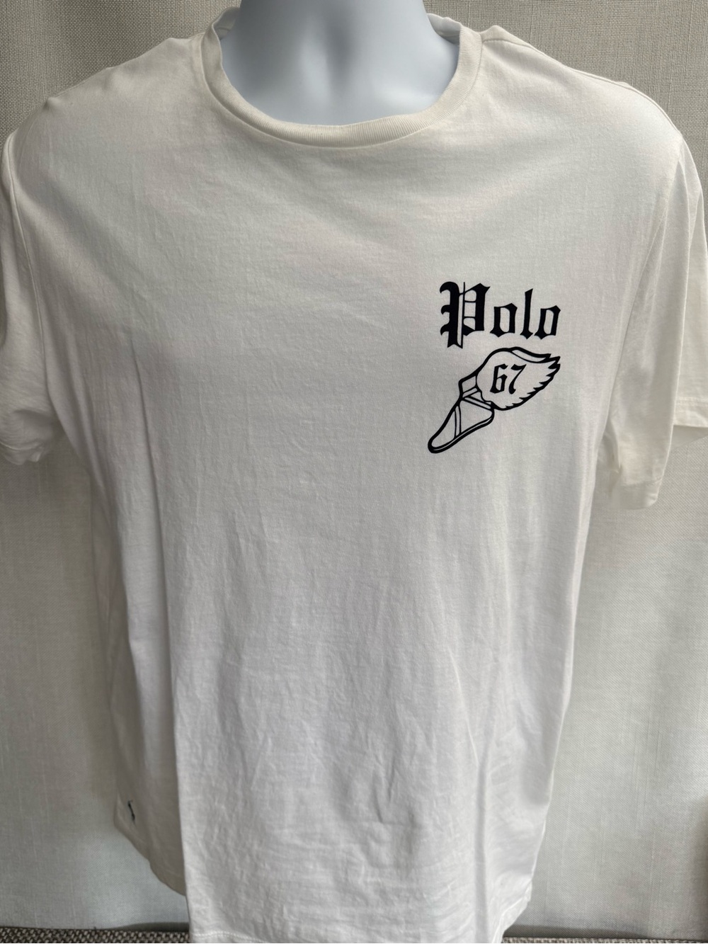 Polo by Ralph Lauren White Graphic Crew Neck Tee with Black Logo